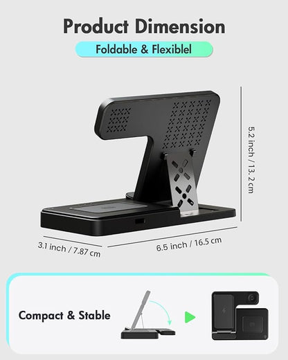 Wireless Charger iPhone Charging Station: 3 in 1 Charger Stand Multiple Devices for Apple - iPhone 17 16e 16 15 14 Pro Max 13 12 11 - Watch 11 10 9 8 7 6 5 4 3 2 SE and Ultra Series - Airpods 4 3 Pro
