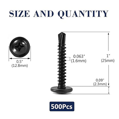 #10 x 1 Sheet Metal Screws 500PCS 410 Stainless Steel Truss Head Fast Self Tapping Screws Black Oxide by SG TZH