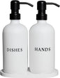 Glass Hand and Dish Soap Dispenser Set with Bamboo Tray – 16 oz Kitchen Soap Dispenser Set, Black Pumps, Silicone Funnel – Modern Farmhouse Kitchen Sink Decor and Accessories