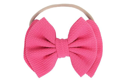 Baby Girl's 5 Inches Soft Double Bow-knot Nylon Headband Toddler Headdress for Photography Party Festivals (Fuchsia)