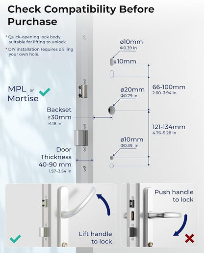 Electronic Smart Door Lock Fingerprint Door Lock with Keypad，Smart Lock for Front Door Children Proof IC Card, App Control & Mechanical Key