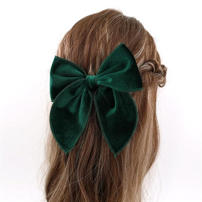 12 PCS Large Fable Bow Hair Clip for Little Girl Kids Linen Velvet Hair Bows Barrettes Alligator Clips Baby Mom Women Hair Accessories (Linen 6 and Velvet 6)