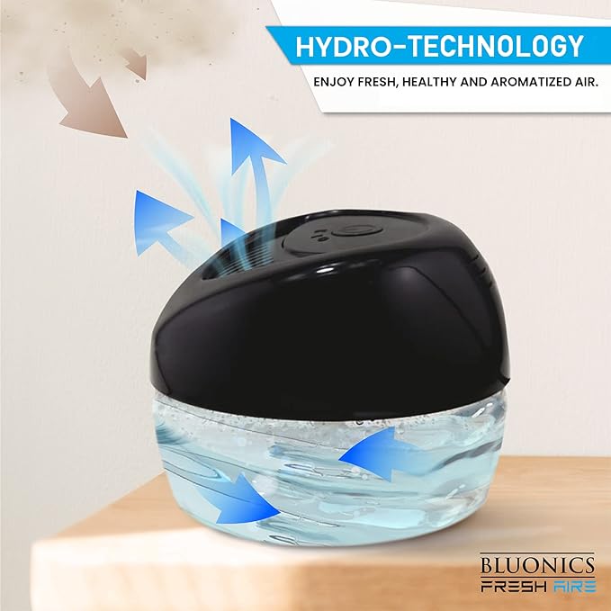 Bluonics Fresh Aire 2-Pack Water Air Washer, Air Revitalizer & Freshener with 4 Fragrance Bottles, 7-Color LED Night Light & White Noise Feature