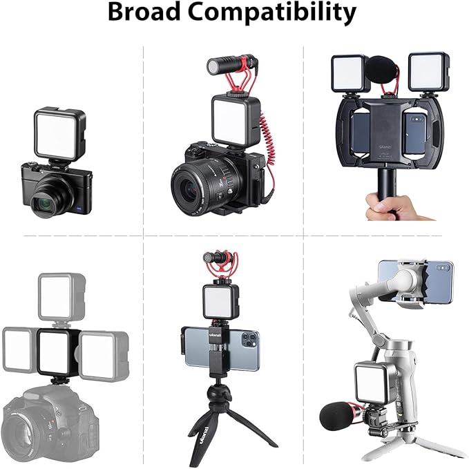 ULANZI VL49 2000mAh LED Video Light w 3 Cold Shoe, Rechargeable Soft Light Panel, Portable Photography Lighting for DJI OSMO Sony DSLR Canon Camera GoPro Vlogging