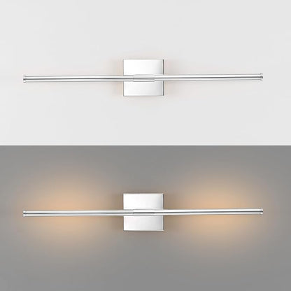 JONATHAN Y 28" Chrome Modern Dimmable Integrated LED Wall Sconce, Metal Vanity Light for Bathroom Mirror Bedroom Hallway, Sleek Hardwired Wall Lamp Fixture, 3000K (JYL7022A-SET2)