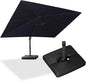 PURPLE LEAF 10' × 13' Patio Cantilever Umbrella with Base Outdoor Rectangle Adjustable Offset Umbrellas with 360-degree Rotation and 8 Heavy Duty Metal Ribs for Garden Deck Pool Navy Blue