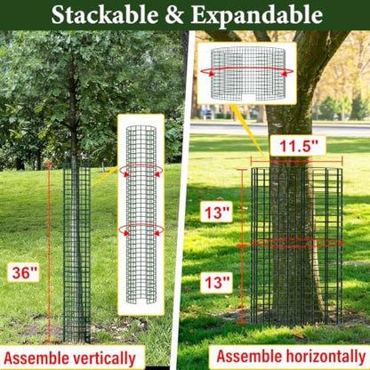 Metal Tree Trunk Protector, 4 Pack 36" Mesh Tree Guards Tree Protectors with Zip Ties, Stakes, ExpandableTree Trunk Protector Guard, Tree Protectors from Deer, Mower, Animals(36",4 Pack)