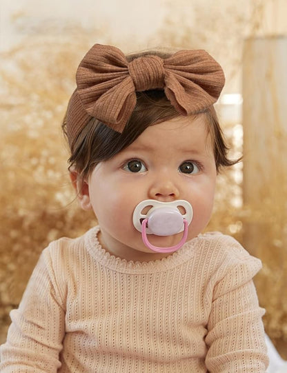 6 Pack Pink Baby Girl Headbands and Bows, Handmade Infant Headband Bows for Baby Girls Head Wraps Newborn Toddler Bonnet Unisex (03H-01)