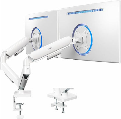 VIVO Dual Monitor up to 32 inches and 19.8 lbs per Screen, Mechanical Arm Desk Mount, Articulating Counterbalance, VESA Stand, Classic, White STAND-V002OW