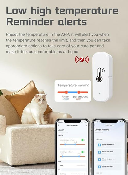 Zigbee Temperature and Humidity Sensor, Wireless Thermometer for Home Automation, Remote Monitoring, Compatible with Hub/Gateway Devices with Zigbee Hub Built-in