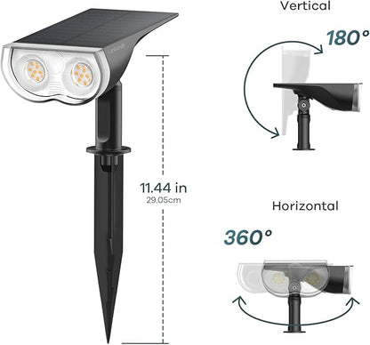 Linkind Solar Lights Outdoor Waterproof IP67, StarRay Dusk-to-Dawn Outdoor Solar Lights, 3 Lighting Modes Solar Spot Lights Outdoor for Garden, Yard, Landscape (Daylight, 4 Pack)