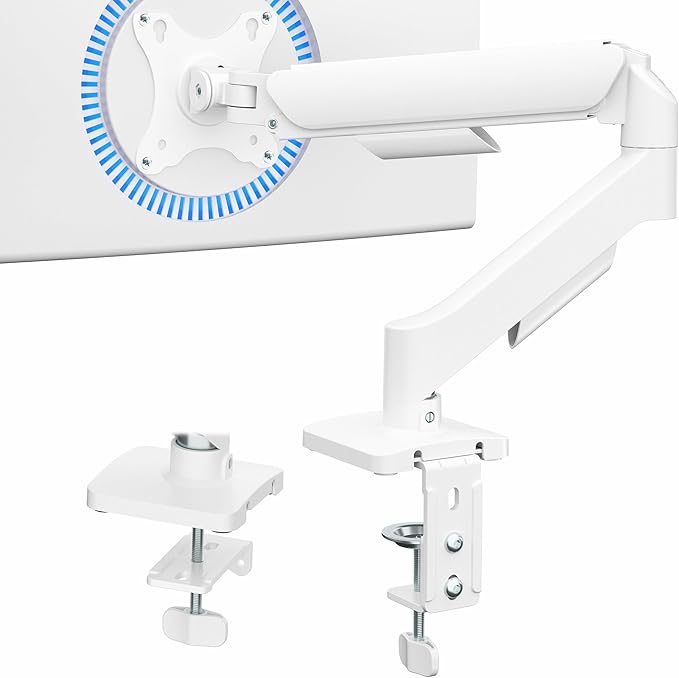 VIVO Single 17 to 32 inch Monitor Height Adjustable Counterbalance Mechanical Arm Desk Stand, Classic, Universal VESA Mount, White, STAND-V001OW