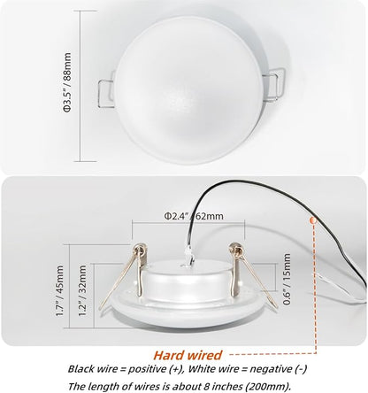 Dream lighting RV Recessed LED Lights 12v 3.5 inch led recessed Ceiling Cabin Dome Lighting with Spring Clips 3500K, 250lm, Pack of 4