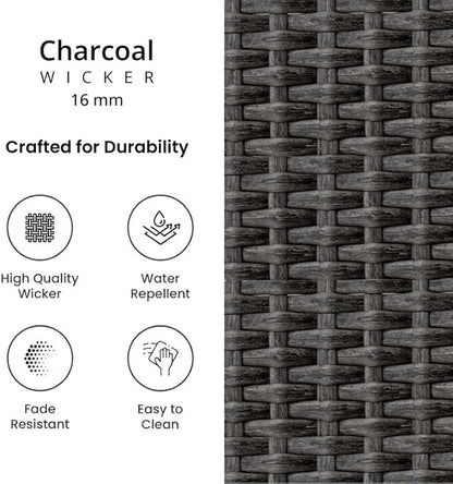 Covers & All Universal 25" Counter Height Swivel Bar Stools, 16 mm Premium Charcoal Wicker Patio Furniture with Smooth Swivel Motion, Outdoor Furniture for Deck and Poolside (23" L x 23" W x 42" H)