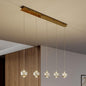 37.8" LED Linear Pendant Light Fixtures, 5-Light Gold Linear Chandelier with Bubble Glass Globes, LED 3000K Warm White, Modern Island Lights for Kitchen Living Room Ceiling Hanging, Hardwired