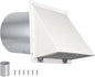 8 Inch Hooded Wall Vent with Screen and Damper,Outdoor Wall Exhaust Vent Cover Cap for Kitchen Range Hood Dryer Duct Ventilation &Exterior Air Exhaust Applications,Galvanized Steel,White