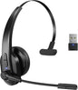 Sarevile Bluetooth Headset with USB Dongle for Computer, Single-Ear Wireless Headset with Noise Cancelling Microphone for Office & Truckers, Bluetooth V5.2 with Mute Button for Work