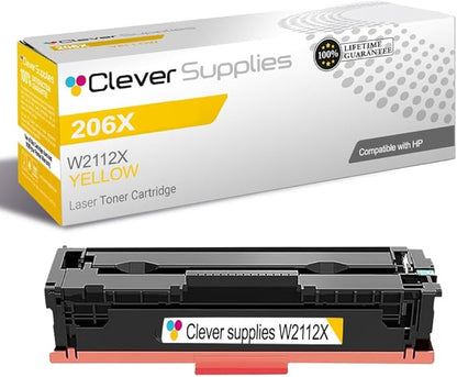 CS Replacement Compatible with HP 206X Toner Cartridge W2112X to use with Color Pro MFP M283cdw M282nw M2255nw M283fdn (Yellow, 1-Pack)