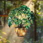 Monstera Christmas Ornament Boho Suncatcher Window Hanging Acrylic Stained Glass Effect Art Garden Decor Unique Botanical Gift for Mom Women Grandma Plant Lover Thanksgiving