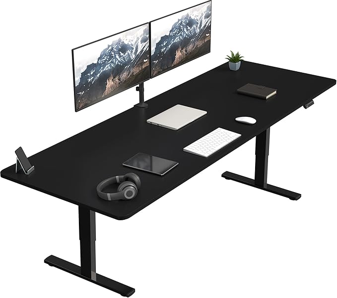 VIVO Large Electric 83 x 30 in Standing Desk, Memory Height Adjustment, 1B Series, Holds 220 lbs, Black Top Black Frame, DESK-KIT-1B8B