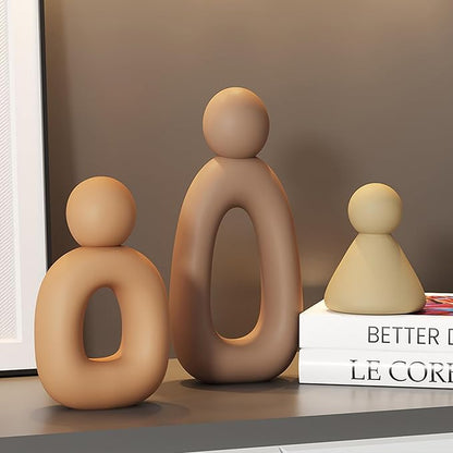 suruim Abstract Family of 3 Figurines Modern Sculptures Home Decorative Accents TV Stand Decor Bookshelf Knick Knacks Gifts for Shelves Entry Way Statues for Home Decor Living Room(White)