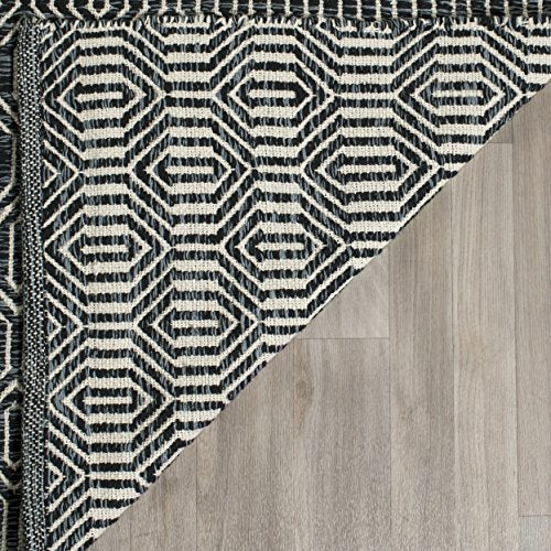 SAFAVIEH Montauk Collection Accent Rug - 4' x 6', Ivory & Dark Grey, Handmade Flat Weave Cotton, Ideal for High Traffic Areas in Entryway, Living Room, Bedroom (MTK413A) - size: 4' x 6' (Rectangular)