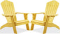 Psilvam Adirondack Chair, Oversized Poly Lumber Fire Pit Chair with Cup Holder, 350Lbs Support Patio Chairs for Garden, Weather Resistant Adirondack Chair Looks Like Real Wood (2, Yellow)