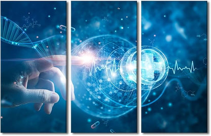 Rebotipy Wall Art Decor Modern Home Wall Canvas Art Doctor Poster Artwork 3 Panel Living Room Canvas Art Medical Technology and Innovation Wall Art Decor for Living Room Bedroom Decoration 28" Wx42 H