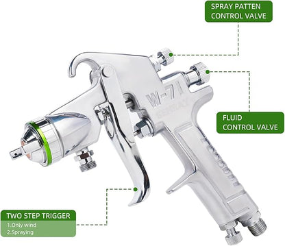 Pressure Feed Air Spray Paint Gun, Pressure Pot Paint Sprayer Without Cup - 1.3mm Nozzle