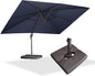 PURPLE LEAF 10' X 13' Patio Cantilever Umbrella with Base Rectangle Umbrella Outdoor with Aluminum Offset Hanging and 360° Rotation for Pool Garden Deck Patio, Navy Blue