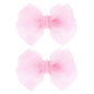 Pink Hair Bows Barrettes Mesh Bow Clips 4" Organza Double Tulle Bowknot Hairpins Handmade Birthday Dress outfit Decor Accessories Gift for Teens Toddler Girls Children Kids Women