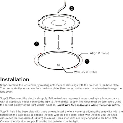3.5inch 12 Volt RV LED Lights Interior Ceiling Light with Switch Under Cabinet Lights for RV Trailer Boat 3500K Soft White Lighting, 3.7watt 250lumens Set of 4