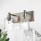 BONLICHT Modern Bathroom Light Fixtures in Brushed Nickel Finish, 2 Light Industrial Indoor Wall Sconce Farmhouse Vanity Lighting Over Mirror with Hammered Glass Contemporary Hallway Wall Mount Lamp