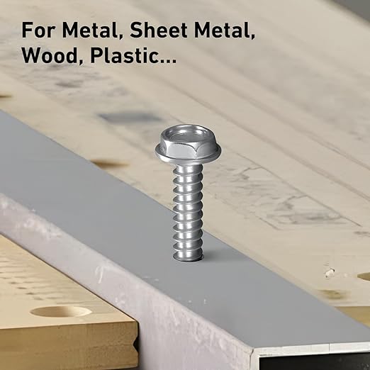 #14 x 1 Inch Self Drilling Screws, 213pcs 3 lbs Self Tapping Screws for Metal, 410 Stainless Steel Hex Washer Head Sheet Metal Screw