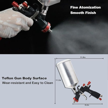 AEROPRO Tools R500 LVLP Double Air Spray Gun Kit with 1000cc Aluminum Cup, A610 Paint Guns Automotive, Car Paint Gun Sprayer, Paint Gun for House Painting, Car, Furniture, Varnish and Top Coat