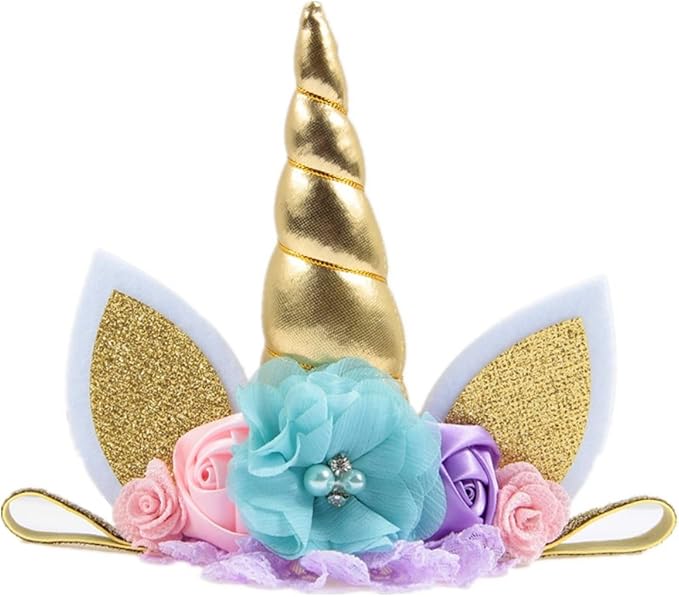 Nishine Baby Elastic Glitter Unicorn Horn Headband Children Unicorn Party Supplies Cosplay Gift
