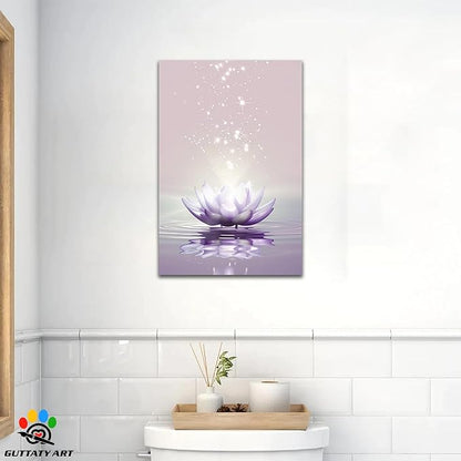Zen Canvas Wall Art, White Lotus Flower Bloom in Water Wall Poster, Lotus Flower Canvas Art Print, Calm Relax Picture, Modern Framed Spiritual Home Artwork for Bathroom Spa Yoga Decor 24x36 inch