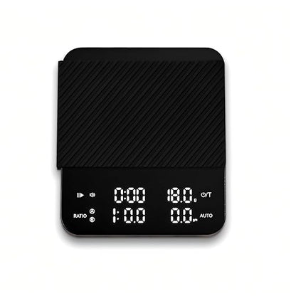 Coffee Scale with Timer, Rechargeable Digital Scale, Ratios & Flow Rate Display, Barista-Grade for Pour-Over, Espresso, French Press – 2kg/0.1g, Black