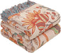 Boho Fall Throw Blanket for Bed，100% Ultra Cotton Soft Breathable Bed Throw Floral Printed Farmhouse Decor Rustic Bed Throws for Couch Sofa Quilt 60" x 80"-Orange& Sage Green