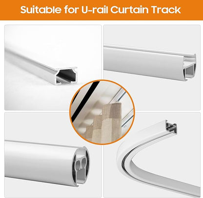 Wireless Automatic Curtain Motor for Track and Rod Systems - Smart Home Automation Device with Bluetooth Connectivity and Integrated Sensors - 4000mAh Rechargeable Battery (U-rail Type Pack of 2)