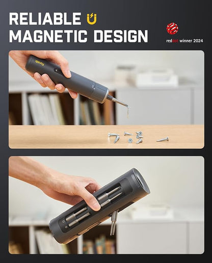 Fanttik S1 Pro Electric Screwdriver, Power Screwdriver with16 S2 Steel Bits, 3 Torque Settings, Max 6 N.m, 2000mAh Battery, LED Light & 1/4''Hex, Ideal Tool for Furniture & Gaming PC