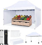 CROWN SHADES 10x15 Pop Up Canopy Tent, Thicken Frame Commercial Heavy Duty Tent, 4 Sidewalls 8 Stakes & 4 Sandbags & 4 Ropes, Outdoor Canopies for Events, Parties,White