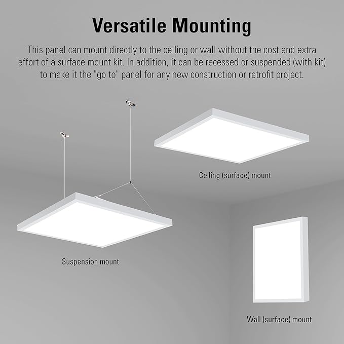 Metalux MMS Multi-Mount 1x4 LED Panel Ceiling Light with 3 CCT and Lumen Select, 0-10V Dimming, Surface Mount, Recessed, Suspended, Wall Mount, 90 CRI - 14MMS-L3C3-UNV