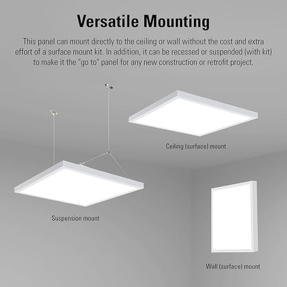 Metalux MMS Multi-Mount 1x4 LED Panel Ceiling Light with 3 CCT and Lumen Select, 0-10V Dimming, Surface Mount, Recessed, Suspended, Wall Mount, 90 CRI - 14MMS-L3C3-UNV