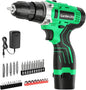 GardenJoy Cordless Power Drill Set: 12V Electric Drill with Battery and Charger, 42pcs Acessories, 3/8"Keyless Chuck, 2 Variable Speed, 24+1 Position, Compact Drill Driver Kit for Home & DIY Project