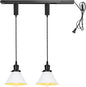 1x Plug in Cable Track Rail, 2X Adjustable Cord Black & White Track Lighting Fixtures H-Type Vintage Design for Kitchen Loft(No Bulb)