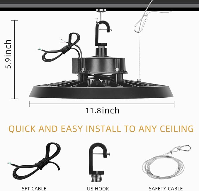 RMC 6 Pack UFO LED High Bay Light 150W 24000LM,3 CCT Switchable (3500K/4000K/5000K), 0-10V Dimmable, 120-277V, ETL Listed, Commercial LED Shop Lights for Warehouse, Workshop, Barn, Factory
