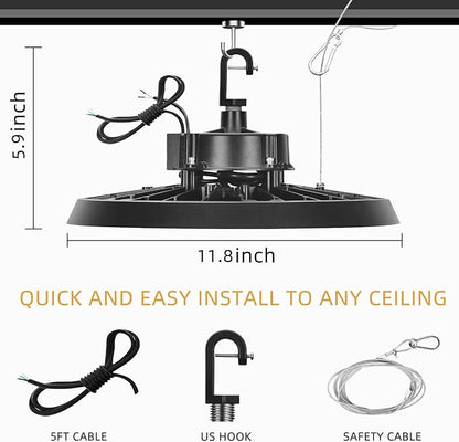 RMC 6 Pack UFO LED High Bay Light 150W 24000LM,3 CCT Switchable (3500K/4000K/5000K), 0-10V Dimmable, 120-277V, ETL Listed, Commercial LED Shop Lights for Warehouse, Workshop, Barn, Factory