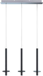 Draco 3 Pendant Lighting Black – LED Hanging Light Fixture for Kitchen Island, Bar, Foyer – Equilateral Cluster of Mini Metal Rod Pipe Tube Cylinders – Dimmable, Adjustable Wire, Lamp Bulb Included