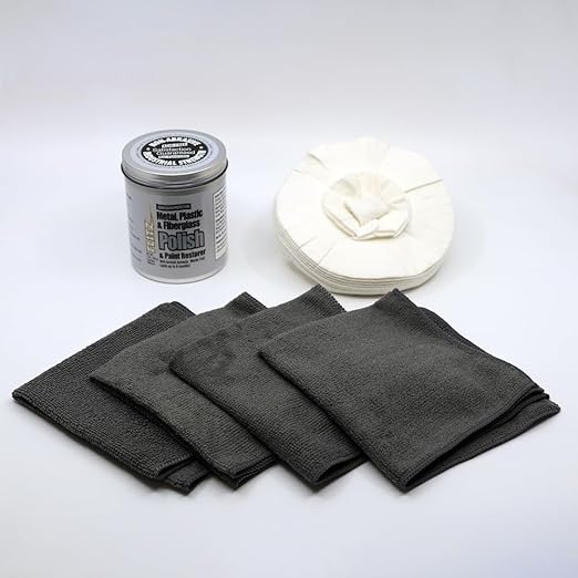 Flitz Car Buffing Kit (Basic) - USA-Made Car Care Kits for Vehicles - Includes 1lb Polish, 5" Buff Ball & 4 Microfiber Cleaning Cloths - Car Polishers and Buffers Kit to Remove Rust, Oxidation, & More